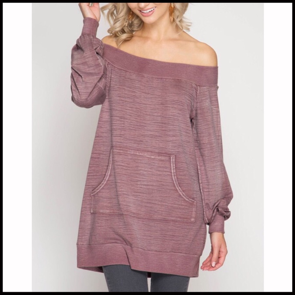 Off-the Shoulder Pocket Tunic - Picture 5 of 7